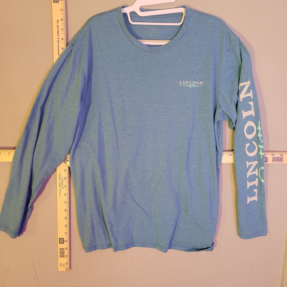 Lincoln Outfitters Mens Blue Long Sleeve Graphic T-Shirt Logo Size L
